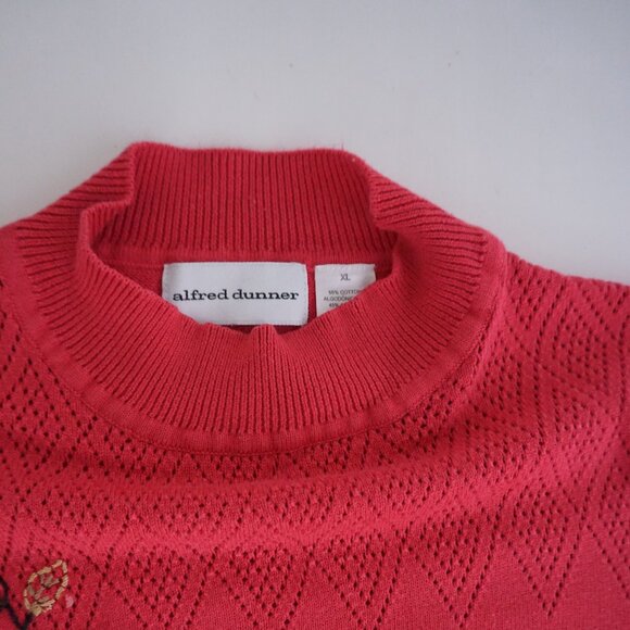 VTG Alfred Dunner Red Cotton Retro 90s Eclectic Grandpa Mock Neck Sweater XL - Picture 8 of 8